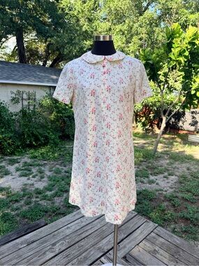 1960s Handmade Floral Baby Doll Shift Dress